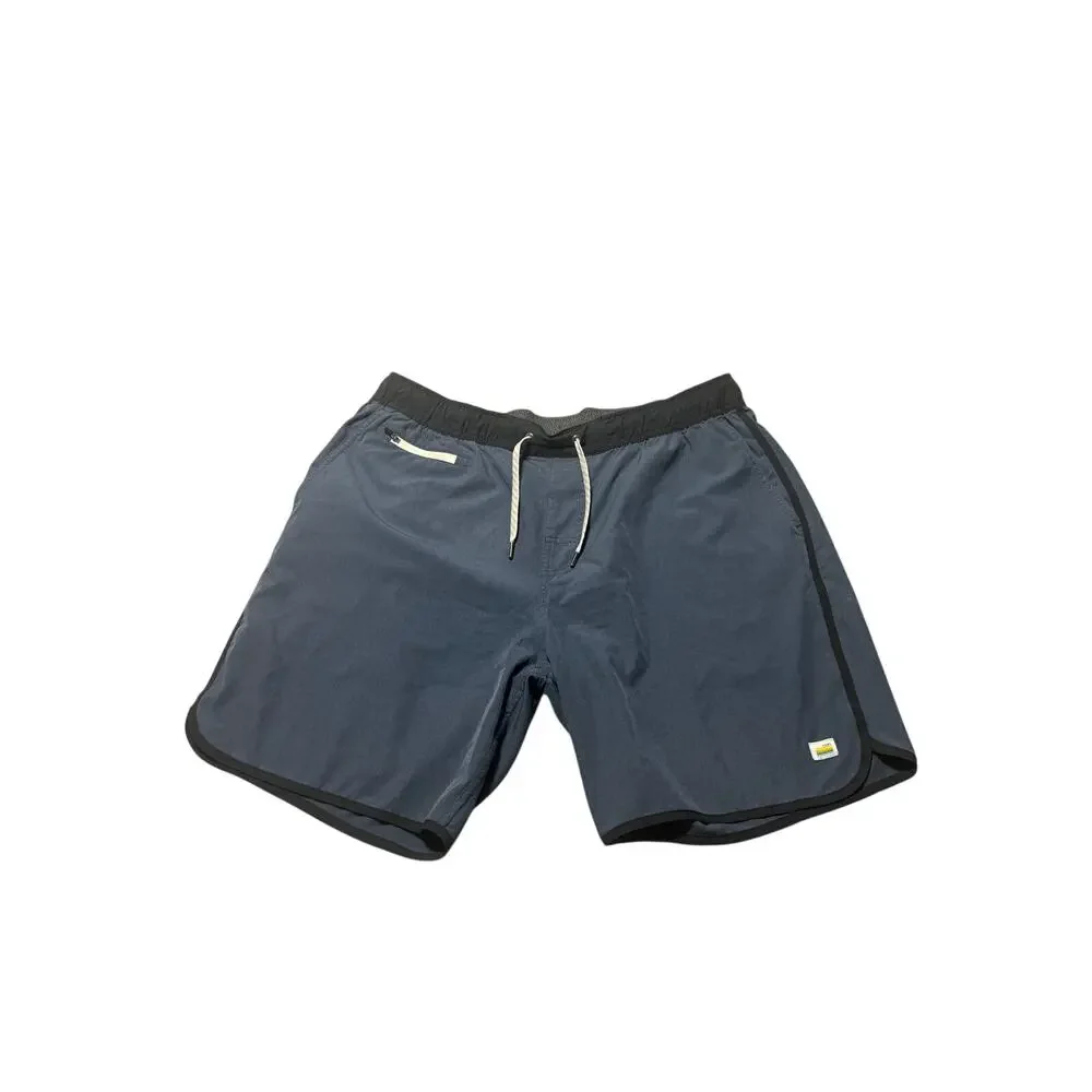 Vuori Swim Banks Shorts Mens XL Azure Blue Drawstring Waist Zipper Pocket Logo